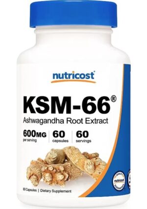 Nutricost 600mg KSM-66 Kök Ekstresi 60 Veggie Kapsül Bioperine ile Gelişmiş Emilim