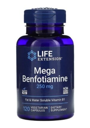 Life Extension Mega Benfotiamine 250 mg 120 Vegi Kapsül Gluten İçermeyen Vitamin B1 Takviyesi