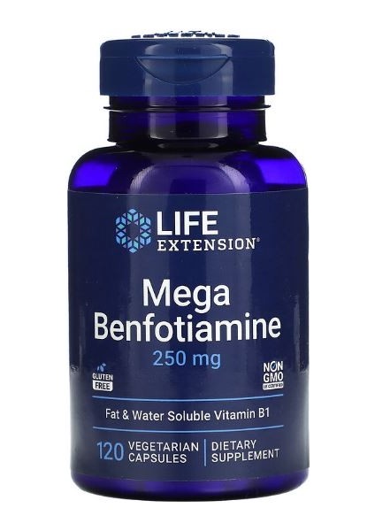 Life Extension Mega Benfotiamine 250 mg 120 Vegi Kapsül Gluten İçermeyen Vitamin B1 Takviyesi