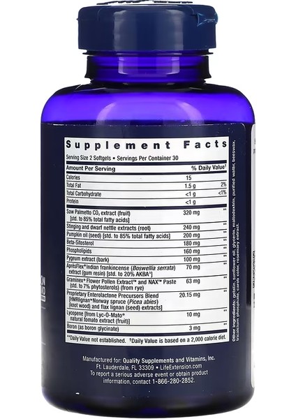 Life Extension Ultra Prostate Formula 60 Softgel - Görsel 3
