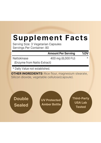 Naturebell Nattokinase 400 mg 8000 Fu Naturel Enzyme From Natto Extract 240 Kapsül Büyük Boy - Görsel 2