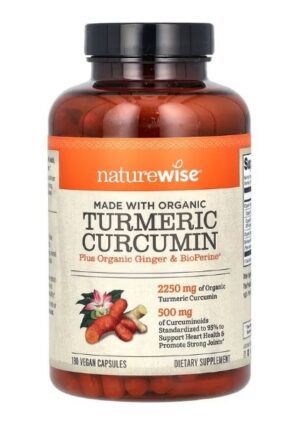NatureWise Organic Turmeric Curcumin, 180 Vegan Capsules