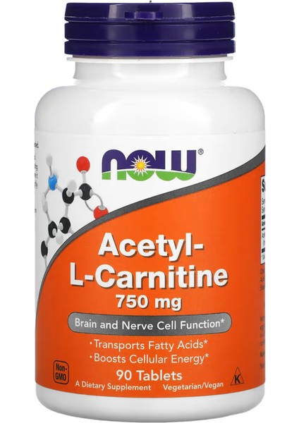 Now Foods Acetyl-L Carnitine 750 mg 90 Tablets