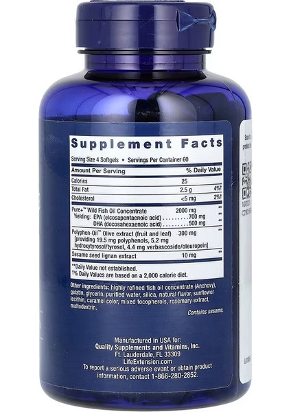Life Extension Super Omega-3 240 Softgels - Görsel 2