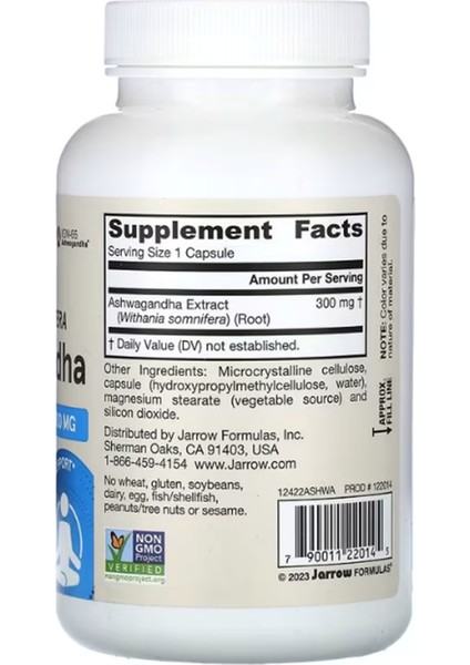 Jarrow Formulas Asvaganda 300 Mg 120 Veggie Capsules - Görsel 2