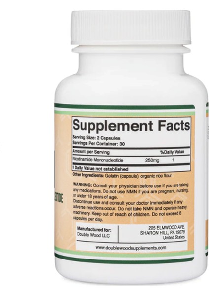 Double Wood NMN Nicotinamide Mononucleotide 250MG 60 Capsul Usa Version İçerik Bilgisi - Görsel 2