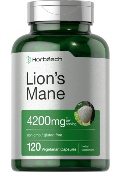Horbaach Horbäach Lions Mane Mushroom Extract · 4200MG · 120 Capsules · Vegetarian Non-Gmo Gluten Free
