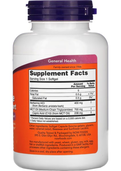 Now Foods Berberine Glucose Support 90 Softgels Kapsül USA Menşeli Glukoz Desteği - Görsel 2