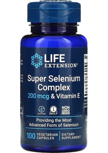 Life Extension Super Selenium Complex & Vitamin E 200 Mcg 100 Vegetarian Capsules