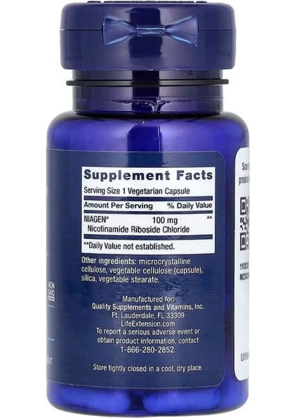 Life Extension Nad+ Yenileyici 100 Mg 30 Vejetaryen Kapsül Glütensiz Gdo'suz Takviye - Image 2