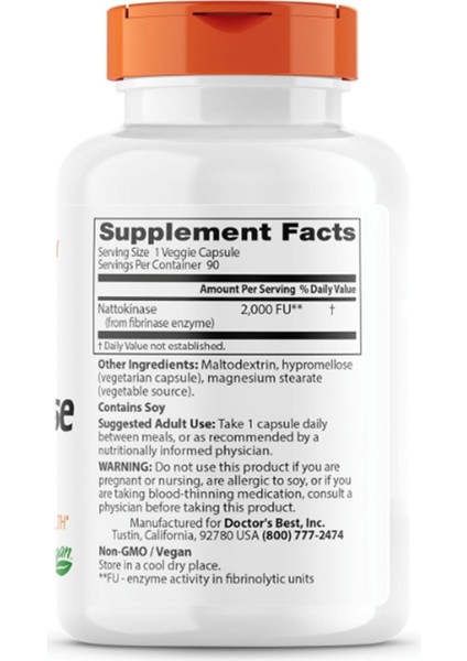 Doctor's Best Nattokinase - 2000 mg 90 Kapsül - Görsel 2
