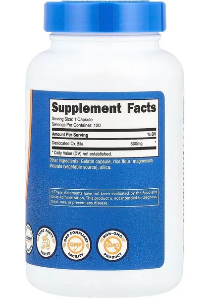 Nutricost Ox Bile 500 Mg 120 Kapsül - Görsel 2