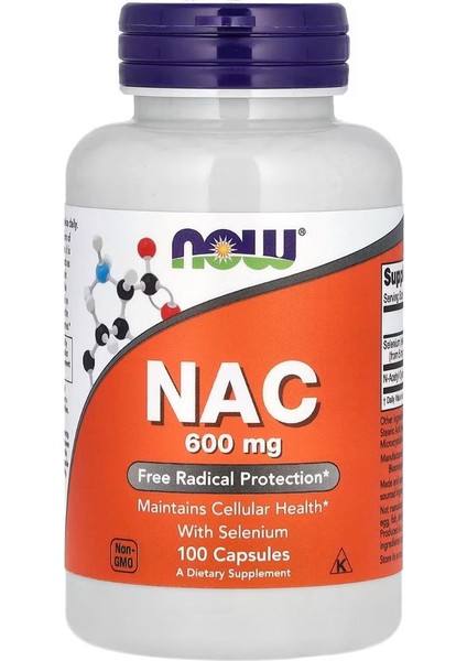 Now Foods NAC 600 Mg 100 Veggie Kapsül Serbest Radikal Koruma İçin Besin Takviyesi