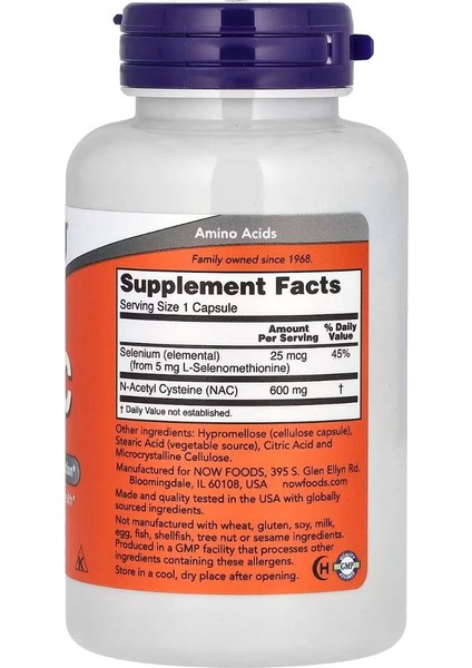 Now Foods NAC 600 Mg 100 Veggie Kapsül Serbest Radikal Koruma İçin Besin Takviyesi - Görsel 2