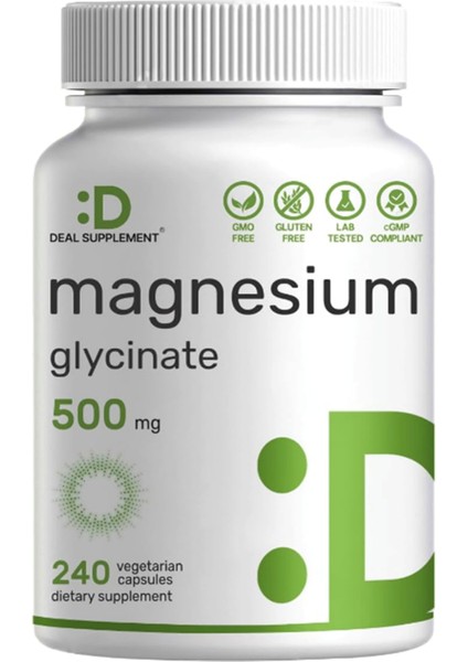 Deal Supplement Magnesium Glycinate 500 mg 240 Veggie Capsul