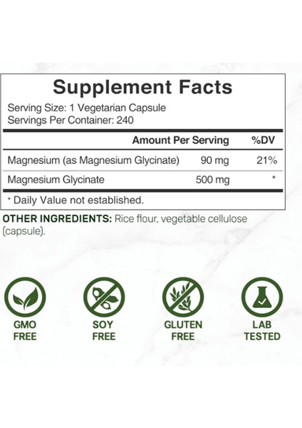 Deal Supplement Magnesium Glycinate 500 mg 240 Veggie Capsul - Görsel 2