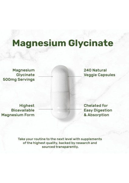 Deal Supplement Magnesium Glycinate 500 mg 240 Veggie Capsul - Görsel 3