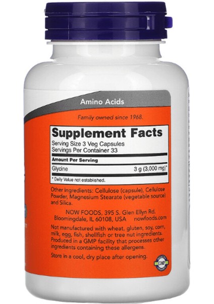 Now Foods Glycine 1000 mg 100 Veg Capsul - Image 2