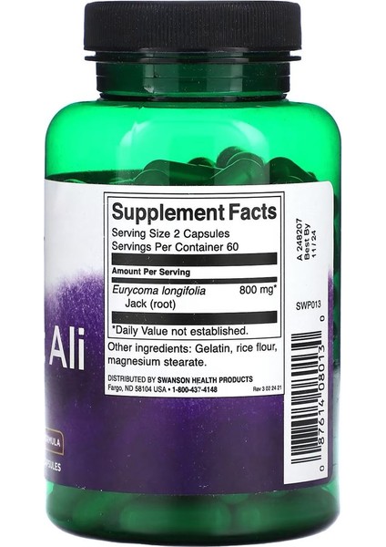 Swanson TONGKAT ALİ 400 Mg, 120 Kapsül - Görsel 2