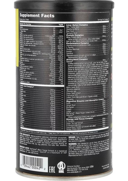 Universal Nutrition Nutrition Animal Pak Ultimate Foundation 44 Packs - Görsel 2