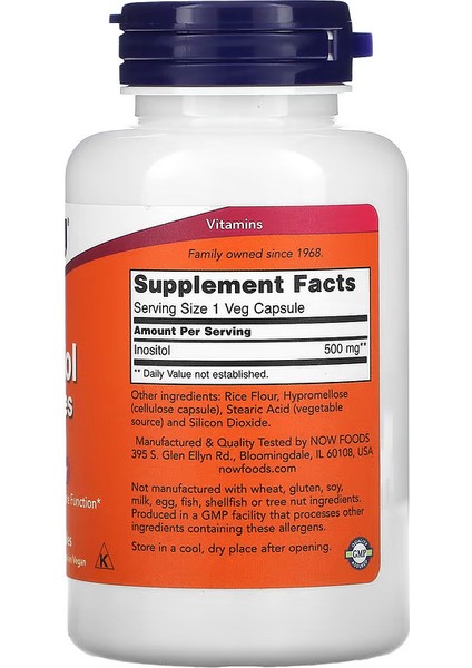 Now Foods , Inositol Capsules, 500 Mg, 100 Veg - Görsel 2