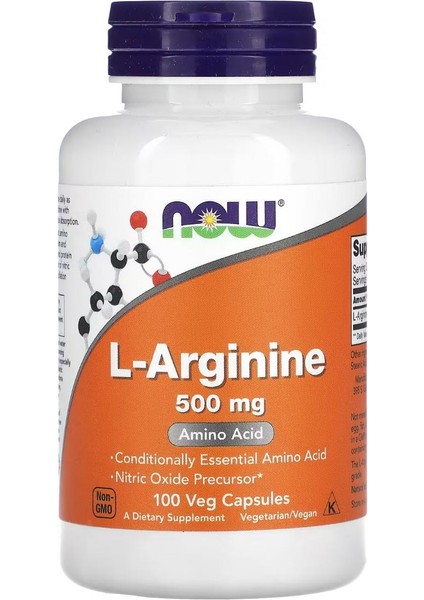 Now Foods L-Arginine 500 mg 100 Capsules VR88