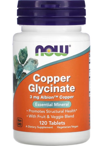 Now Copper Glycinate 3 mg 120 Tablets