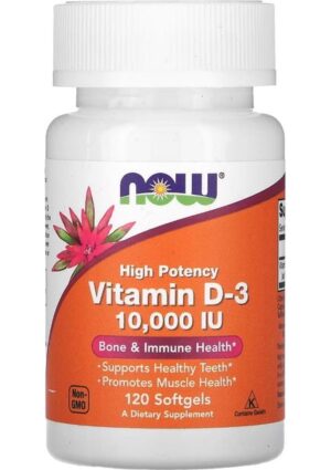 Now High Potency Vitamin D-3 250 Mcg 10,000 Iu 120 Softgels VR88
