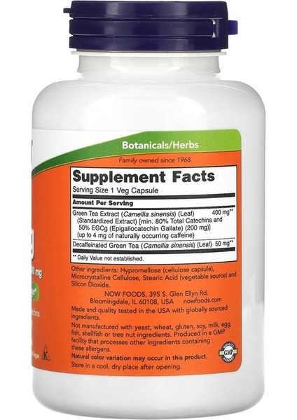 Now Egcg, Yeşil Çay Ekstresi, 400 mg , 180 Veg.kapsül. - Görsel 2