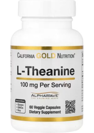 California Gold Nutrition L-Theanine Featuring Alphawave 100 mg 60 Veggie Capsules