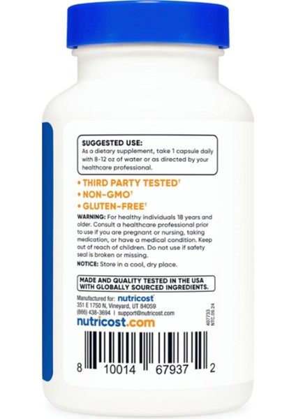 Nutricost L-Theanine 200 mg 120 Kapsül Amerika Menşeli Gıda Takviyesi Stres Azaltıcı - Görsel 3