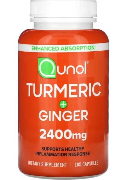 Turmeric + Ginger, 2,400 Mg, 105 Capsules 800 mg