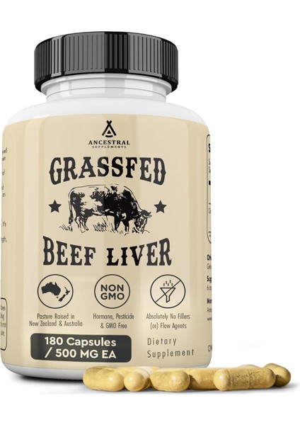Ancestral Supplements Grass Fed Beef Liver 180 Capsules