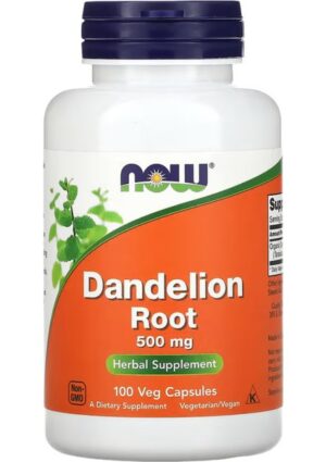 Now Dandelion Root, 500 Mg, 100 Veg Capsules