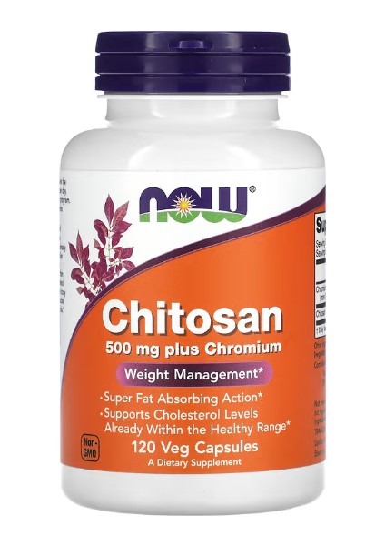 Now Chitosan Plus Chromium, 500 Mg, 120 Veg Capsules