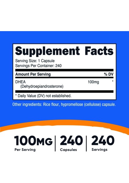 Nutricost Dhea 100 mg 240 Caps - Men & Women's Boost Fertility - Görsel 2