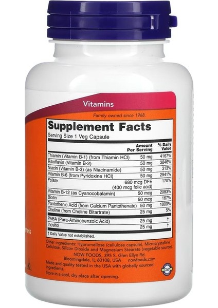 Now Foods B-50, 100 Veg Capsules - Görsel 2