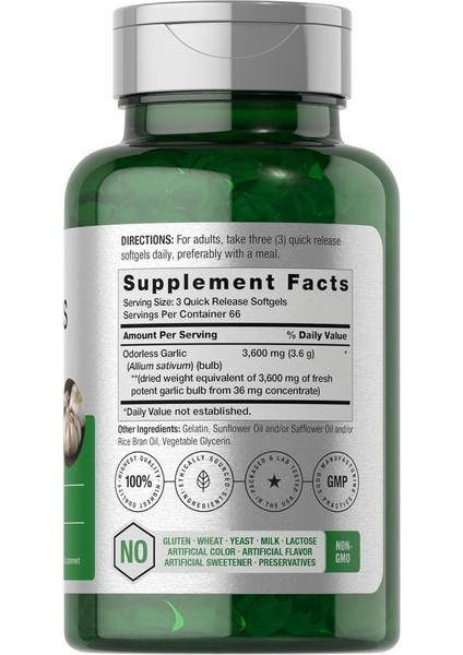 Horbaach Horbäach Odorless Garlic Softgels · 200 Kapsül - Görsel 3