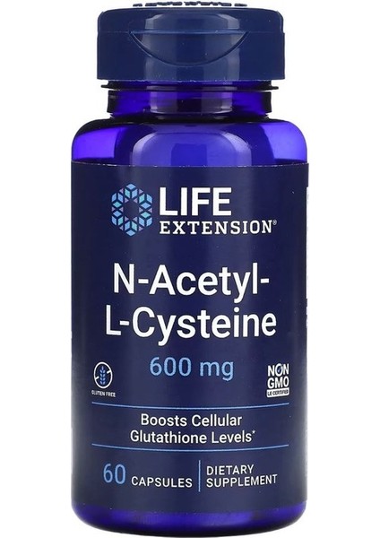 Life Extension N-Acetyl-L-Cysteine 600 Mg 60 Kapsül Aromasız İçerik Bilgisi ile Güçlü Destek