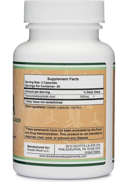 Double Wood Tudca 60 Capsules 500 mg Per Serving - Görsel 2