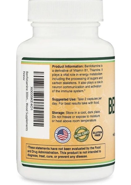 Double Wood Benfotiamine - 300 mg 120 Kapsül - Görsel 3