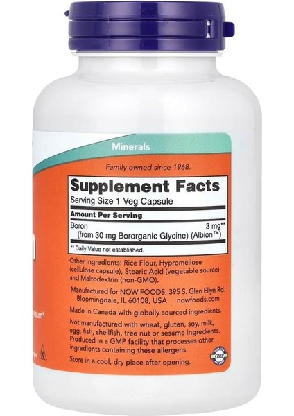 Now Foods Boron 3 Mg 250 Veggie Kapsül - Görsel 2
