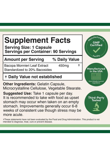 Double Wood Bacopa Extract 450 mg 90 Kapsül - Görsel 2