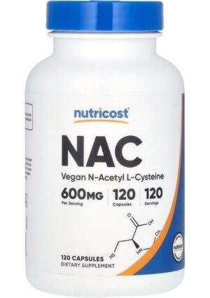 Nutricost N-Acetyl Cysteine (NAC) 600 Mg 120 Kapsül Doğal Takviye Desteği Vegan İçerik