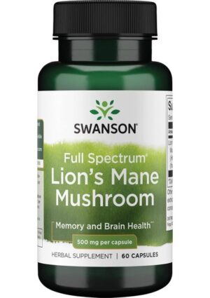 Swanson Full Spectrum Lion's Mane Mushroom 500 Mg 60 Capsules