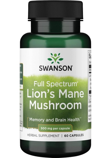 Swanson Full Spectrum Lion's Mane Mushroom 500 Mg 60 Capsules