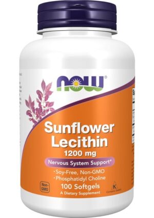 Now Foods Sunflower Lecithin Phospholipids Choline Nervous System Support 1,200 Mg, 100 Softgels