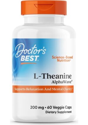 Doctor's Best L-Theanine Alphawave Supports Relaxation And Mental 60 Veggie Caps