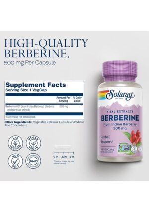 Solaray, Vital Extracts, Berberine, 500 Mg, 60 Vegcaps
