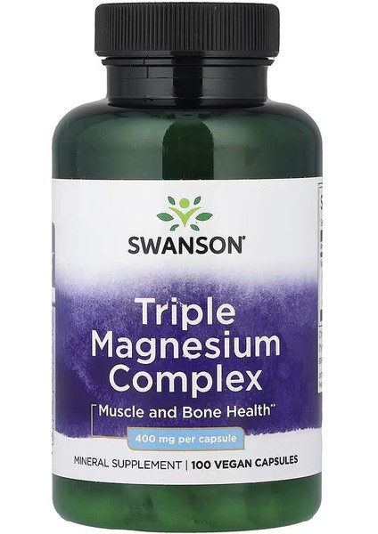 Swanson Triple Magnesium Complex, 400 Mg 100 Vegan Caps